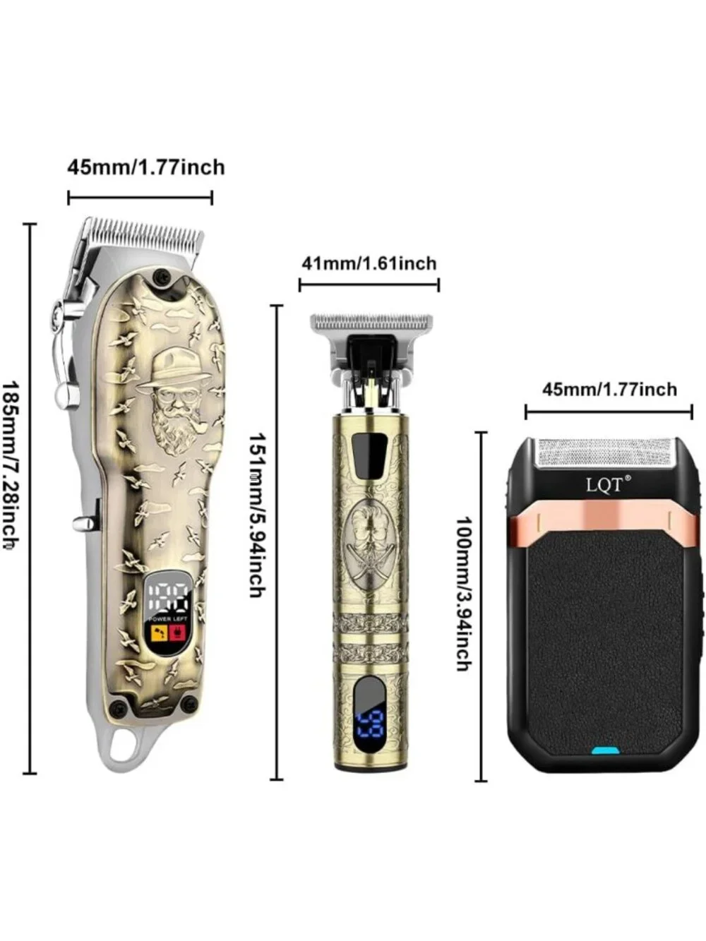 Professional Cordless Hair Clippers Set with LED Display - Men's Hair Trimmer